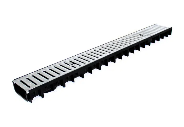 LiteAqua 100 Shallow 1Mtr Channel 55mm Depth - A15 Galvanised Slotted Grate